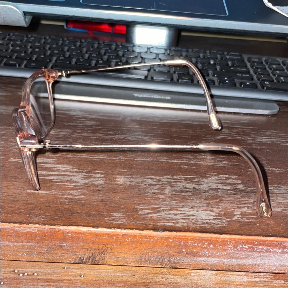 Tom Ford shiny transparent pink Eyeglasses with logo brown Case - Picture 15 of 15